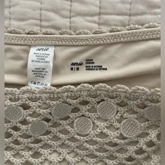 Aerie Cream Crochet Bikini Set with Floral Accents - Picture 2 of 3